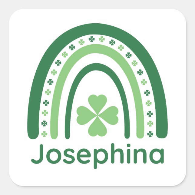 Adesivo Quadrado Josephina Name Clover Boho Rainbow (Frente)