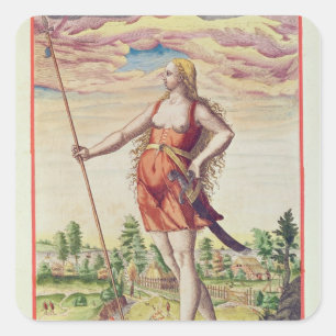 Adesivo Quadrado Jovem mulher de um tribo vizinho ao