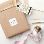 Adesivo Quadrado Joy Christmas Half Wreath Holiday Watercolor<br><div class="desc">Vinheta personalizada do tema natalino com a palavra Joy com a cor d'água ilustrada com metade da coroa design de Natal.</div>