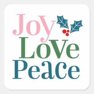 Adesivo Quadrado Joy Love Peace Sticker