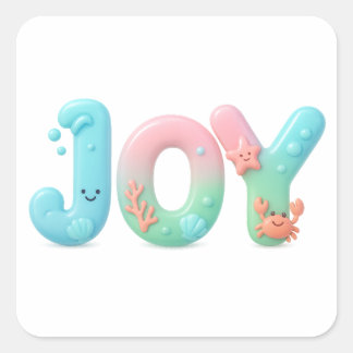Adesivo Quadrado JOY Pastel Oceano Brilho Palavra