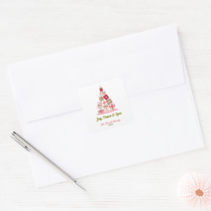 Adesivo Quadrado Joy Peace e Love Christmas Tree Card