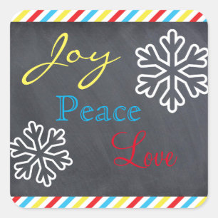Adesivo Quadrado Joy, Peace, Love - Square Sticker