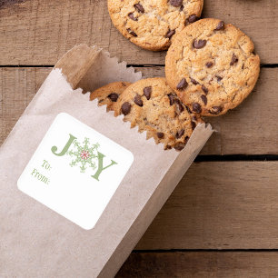 Adesivo Quadrado Joy Snowflake Festivo Feriado Colorido De