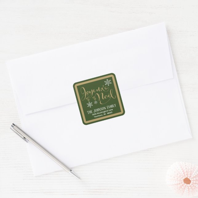 Adesivo Quadrado Joyeux Noel Holiday Envelope Seal Return Address  (Envelope)