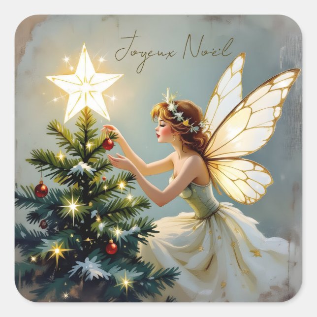 Adesivo Quadrado Joyeux Noël | Pretty Fairy Christmas (Frente)