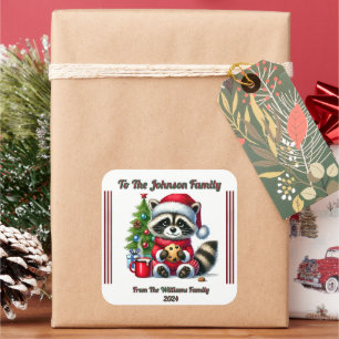 Adesivo Quadrado Joyful e Colorful Sticker para presentes de Natal