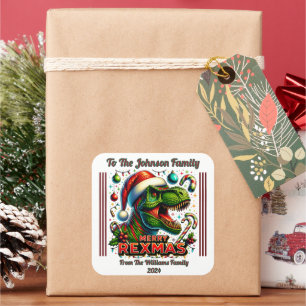 Adesivo Quadrado Joyful Holiday Dinosaur Sticker