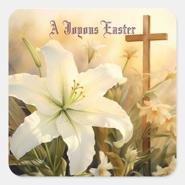 Adesivo Quadrado Joyous Easter Cross Sticker (Frente)