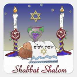 Adesivo Quadrado Judaica Shabbat Shalom Art Impressão