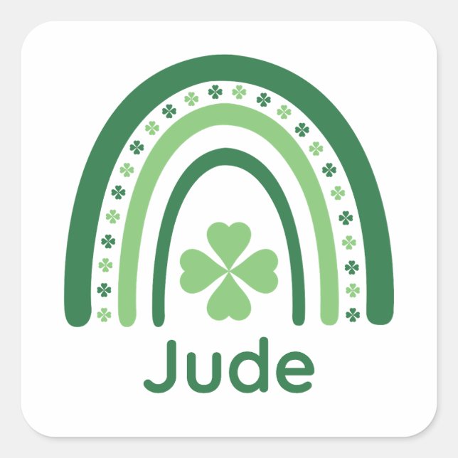 Adesivo Quadrado Jude Name Clover Boho Rainbow (Frente)
