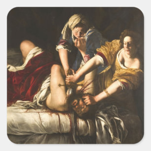 Adesivo Quadrado Judith Slaying Holofernes - Artemisia Gentileschi