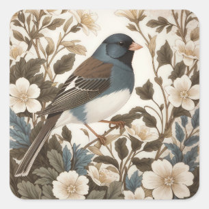 Adesivo Quadrado Junco de Olhos Escuros Elegante Floral Creme