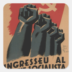 Adesivo Quadrado Junte-se ao Poster do Partido Socialista Unitário_