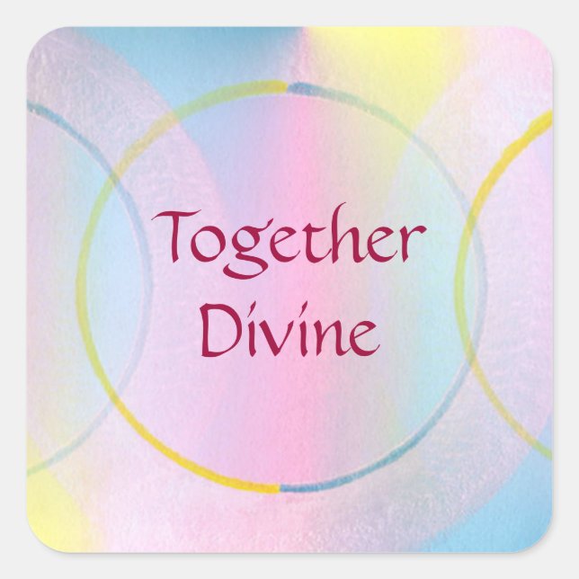 Adesivo Quadrado Juntos com palhetas de afirmações divinas (Frente)