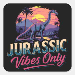 Adesivo Quadrado Jurássico Apenas Dinossauro Retro Sunset