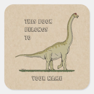 Adesivo Quadrado Jurássico Dinossauro Brachiosaurus - Placa