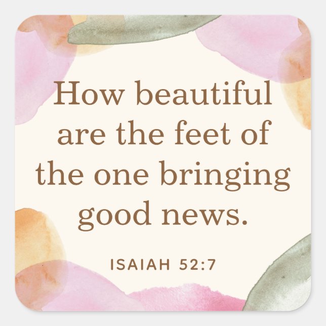 Adesivo Quadrado JW Pioneer Gift, Isaiah 52:7 | JW (Frente)