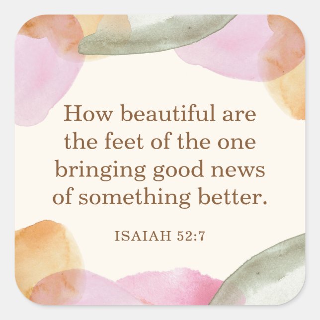 Adesivo Quadrado JW Pioneer Gift, Isaiah 52:7 | JW (Frente)