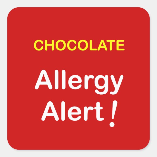 Adesivo Quadrado k1 - Alerta de alergia - CHOCOLATE. (Frente)