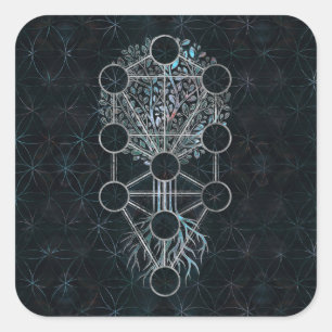 Adesivo Quadrado Kabbalah a árvore de vida - Etz Hayim
