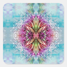 Adesivo Quadrado Kaleidoscope Dewdroits: Arte Floral Abstrato