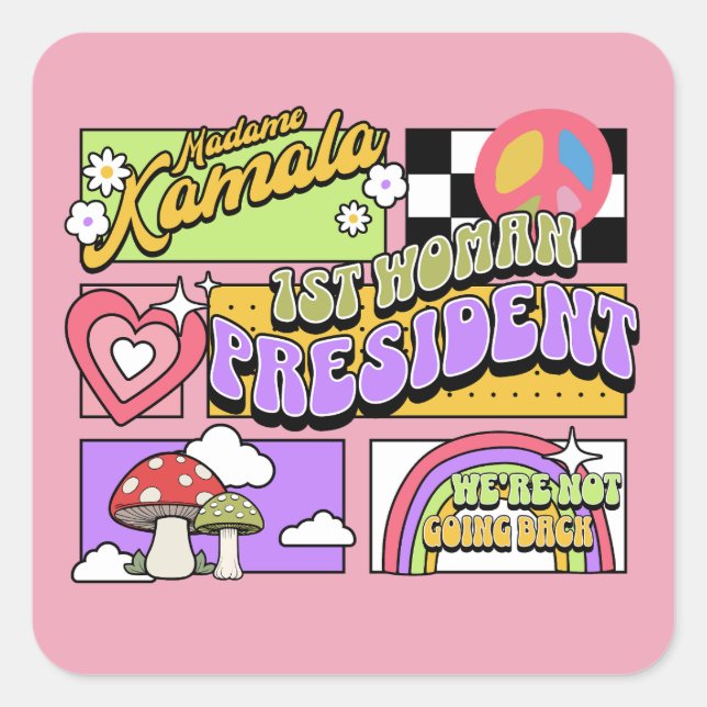Adesivo Quadrado Kamala Harris 1rua Presidente Inauguração (Frente)