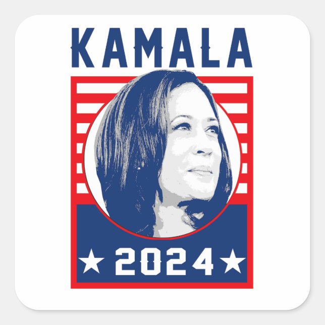 Adesivo Quadrado Kamala Harris 2024 (Frente)