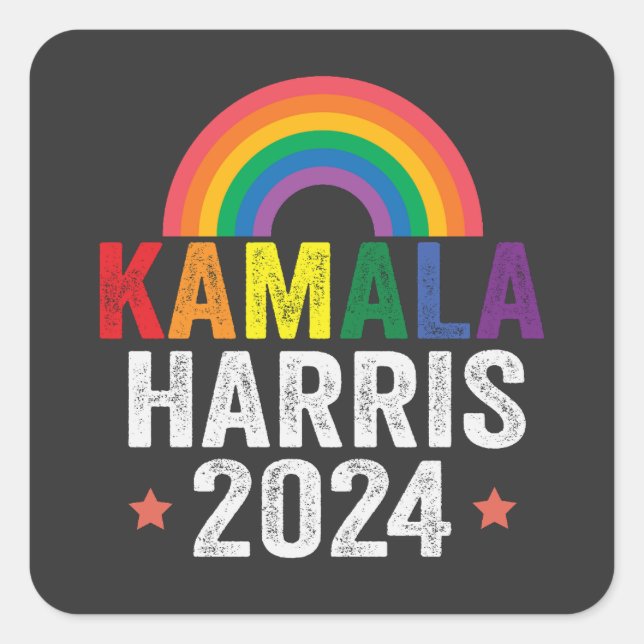 Adesivo Quadrado Kamala Harris 2024 Lgbtq Eleição Presidente (Frente)