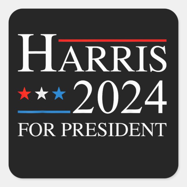 Adesivo Quadrado Kamala Harris 2024 Para Presidente (Frente)