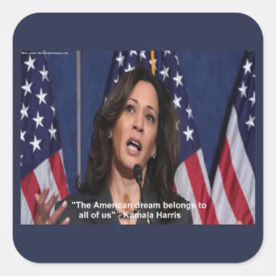 Adesivo Quadrado Kamala Harris & American Dream Quote Stickers