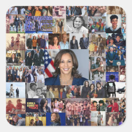 Adesivo Quadrado Kamala Harris Collage Sticker