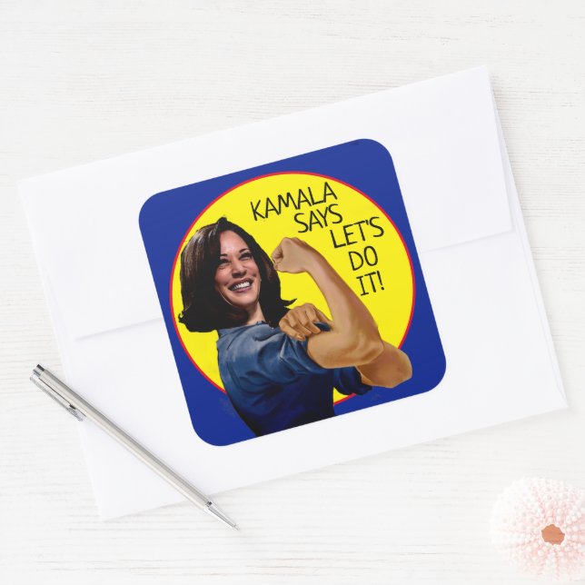 Adesivo Quadrado Kamala Harris como Rosie (Envelope)