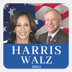 Adesivo Quadrado Kamala Harris E Tim Walz 2024