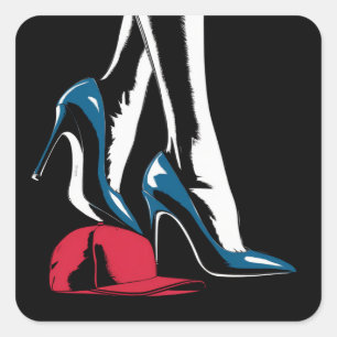 Adesivo Quadrado Kamala Harris Heels Sobre Maga Hat