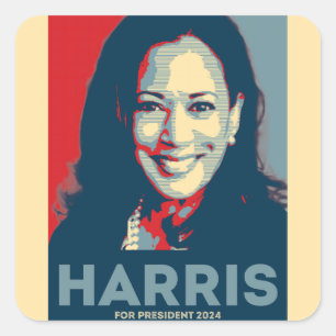 Adesivo Quadrado Kamala Harris Para O Presidente 2024 - Esperança