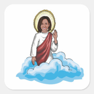 Adesivo Quadrado Kamala Harris Prayer e Retrato da Paz