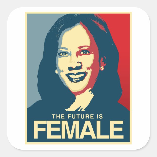 Adesivo Quadrado Kamala Harris Propaganda - O futuro é feminino - (Frente)