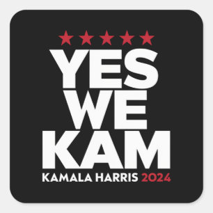 Adesivo Quadrado Kamala Harris Sim Somos Kam para o Presidente dos