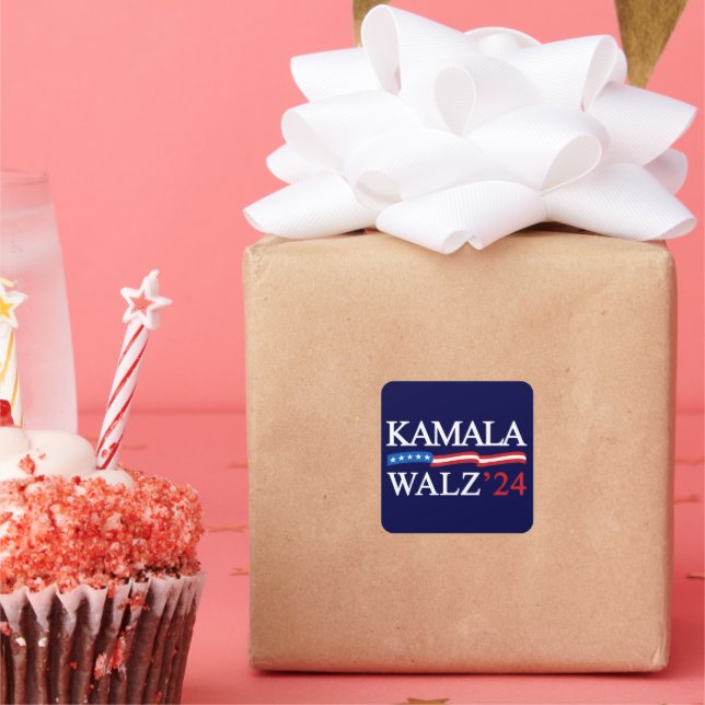 Adesivo Quadrado Kamala Harris Walz 2024 Obviamente Azul (Festa)