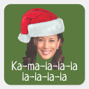 Adesivo Quadrado Kamala Santa Hat - Biden Harris 2020 feriado