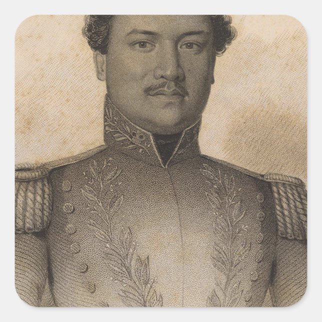 Adesivo Quadrado Kamehameha, Havaí (Frente)