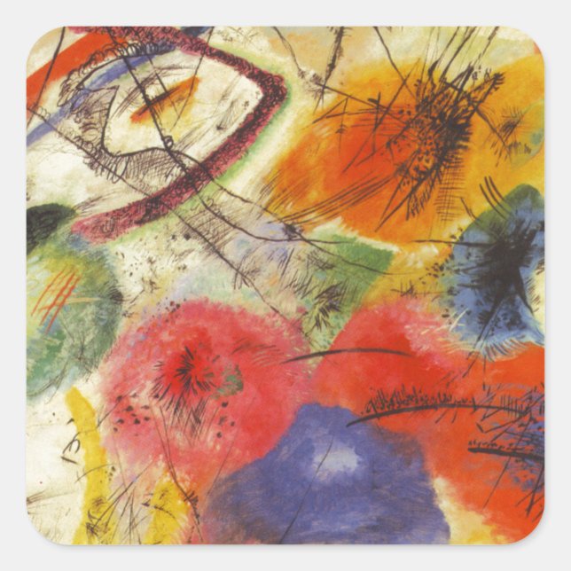 Adesivo Quadrado Kandinsky Black Trakes Abstrato Painting (Frente)