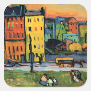 Adesivo Quadrado Kandinsky - Casas em Munique,