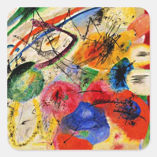 Adesivo Quadrado Kandinsky - Linhas Pretas (Frente)