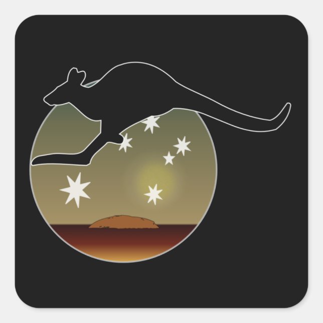 Adesivo Quadrado Kangaroo Aussie Icon Stickers (Frente)