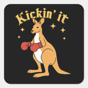 Adesivo Quadrado Kangaroo em boxe gótica simples