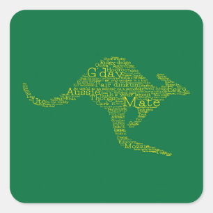 Adesivo Quadrado Kangaroo feito de gíria australiana