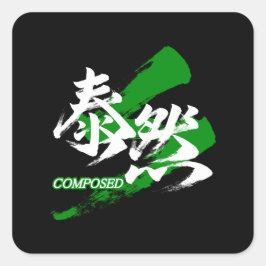 Adesivo Quadrado Kanji Taizen/Caligrafia Japonesa Composta