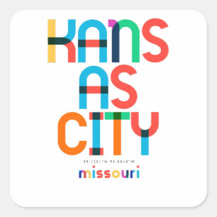 Adesivo Quadrado Kansas City Missouri Meio século, Pop Art,